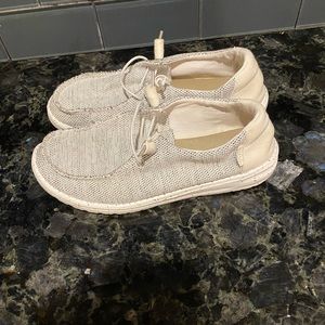 White and grey Wendy Hey Dudes size 9